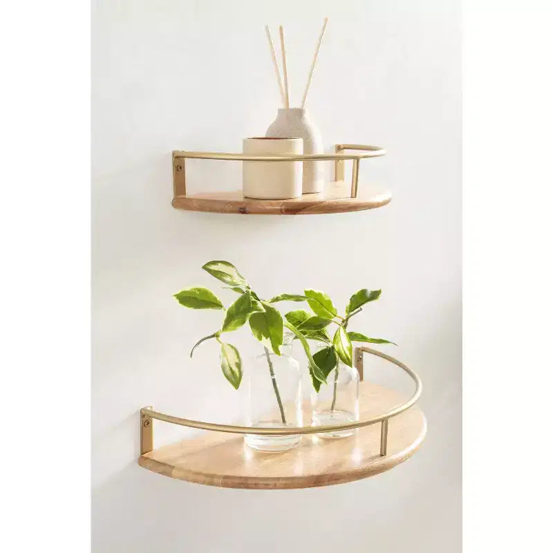 Étagère murale flottante en bois demi-cercle