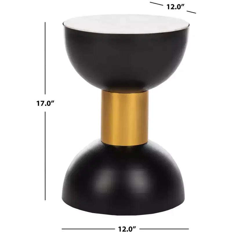 Table d'appoint ronde blanc/noir