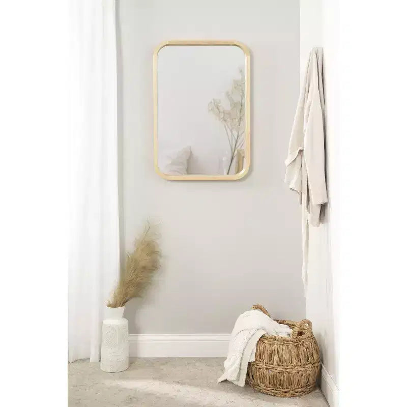 Miroir rectangle à rayon encadré de bois