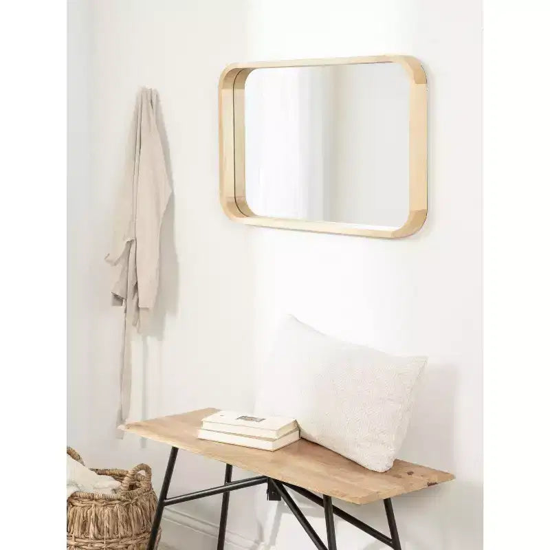 Miroir rectangle à rayon encadré de bois
