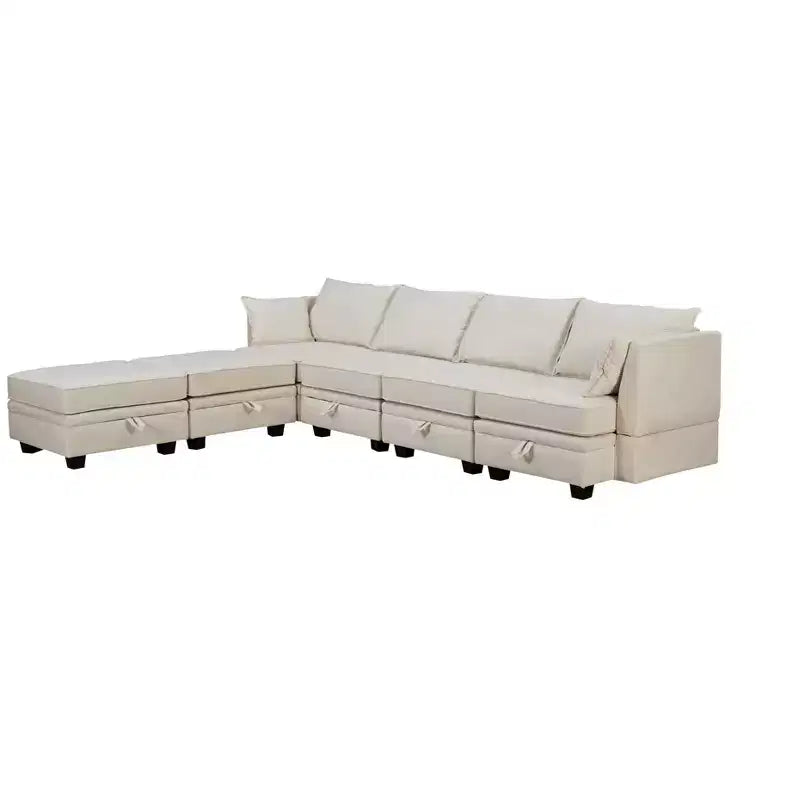 Canapé d'angle moderne en U avec rangement, convertible en lit